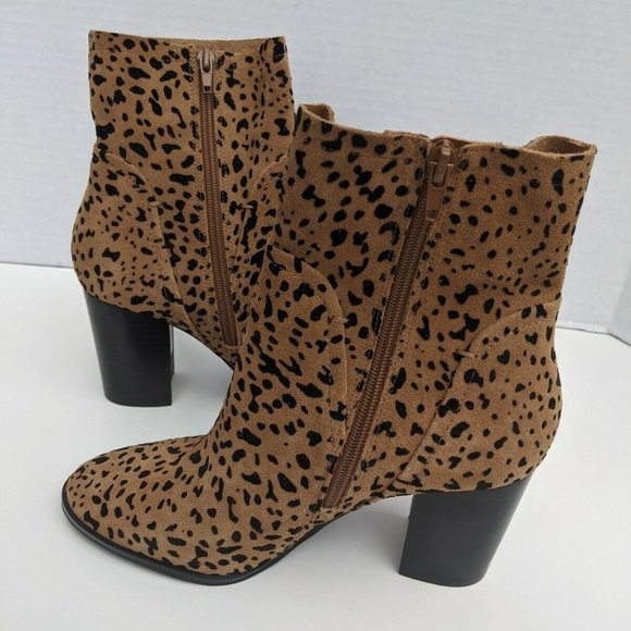 Gibson & Latimer Cheetah Cow Leather Boot Above Ankel NEW Size 9.5 Med - Picture 9 of 12